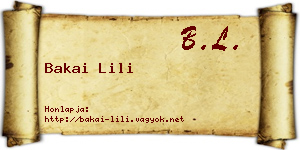 Bakai Lili névjegykártya